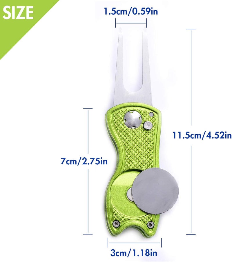 Fpxnb 2 Pack Metal Foldable Golf Divot Tool with Pop-up Button & Magnetic Ball Marker (Pack of 2, Fish Design) - Image 2